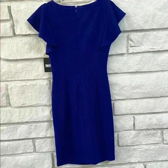 DKNY Flutter Mini Sheath Dress– Marine Blue- size 4 - NWT - Picture 3 of 5